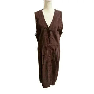 KORET Women's Size Large Maxi Dress Brown Button Up Sleeveless
